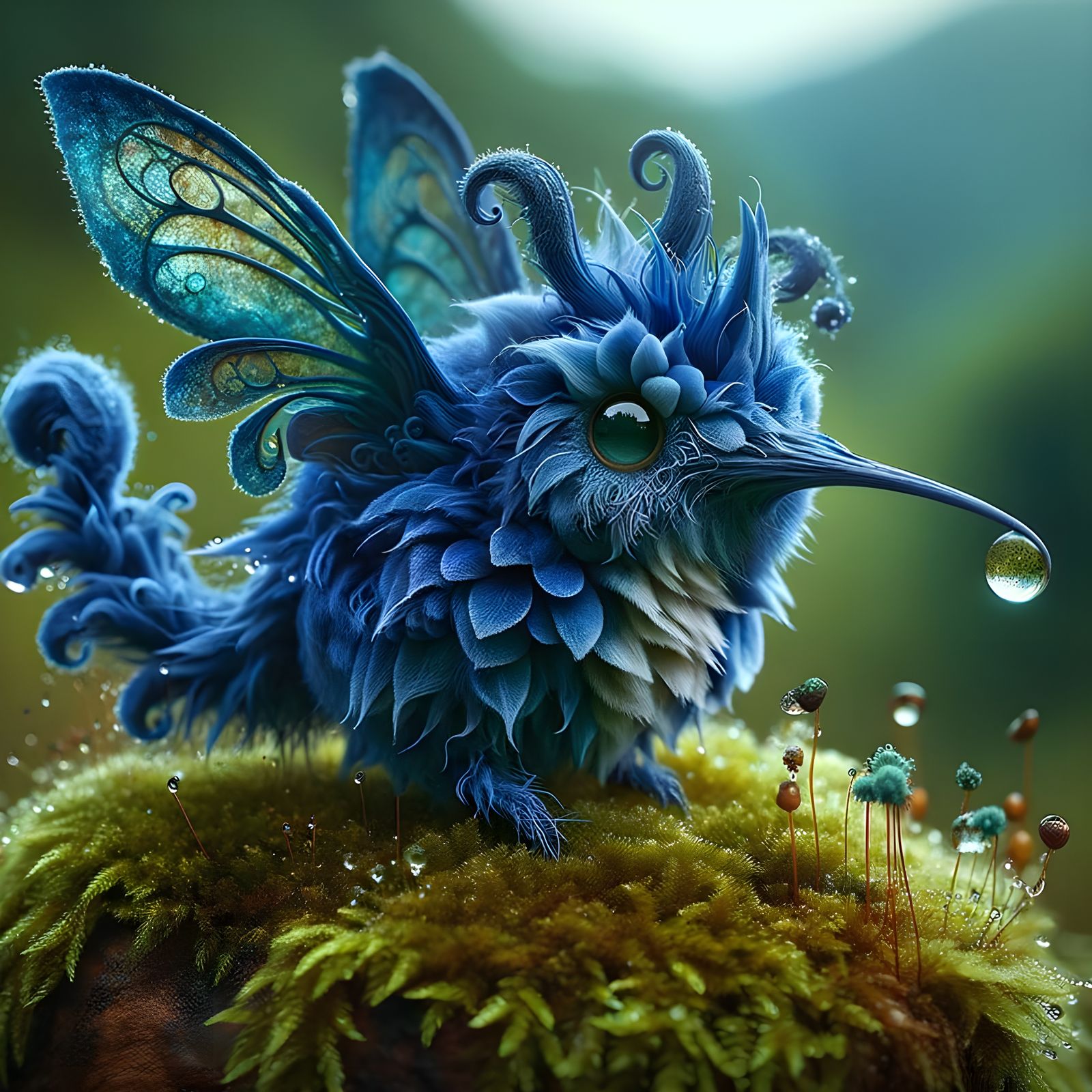 Blue Velvet Humming Dragon Mouse with Spikes