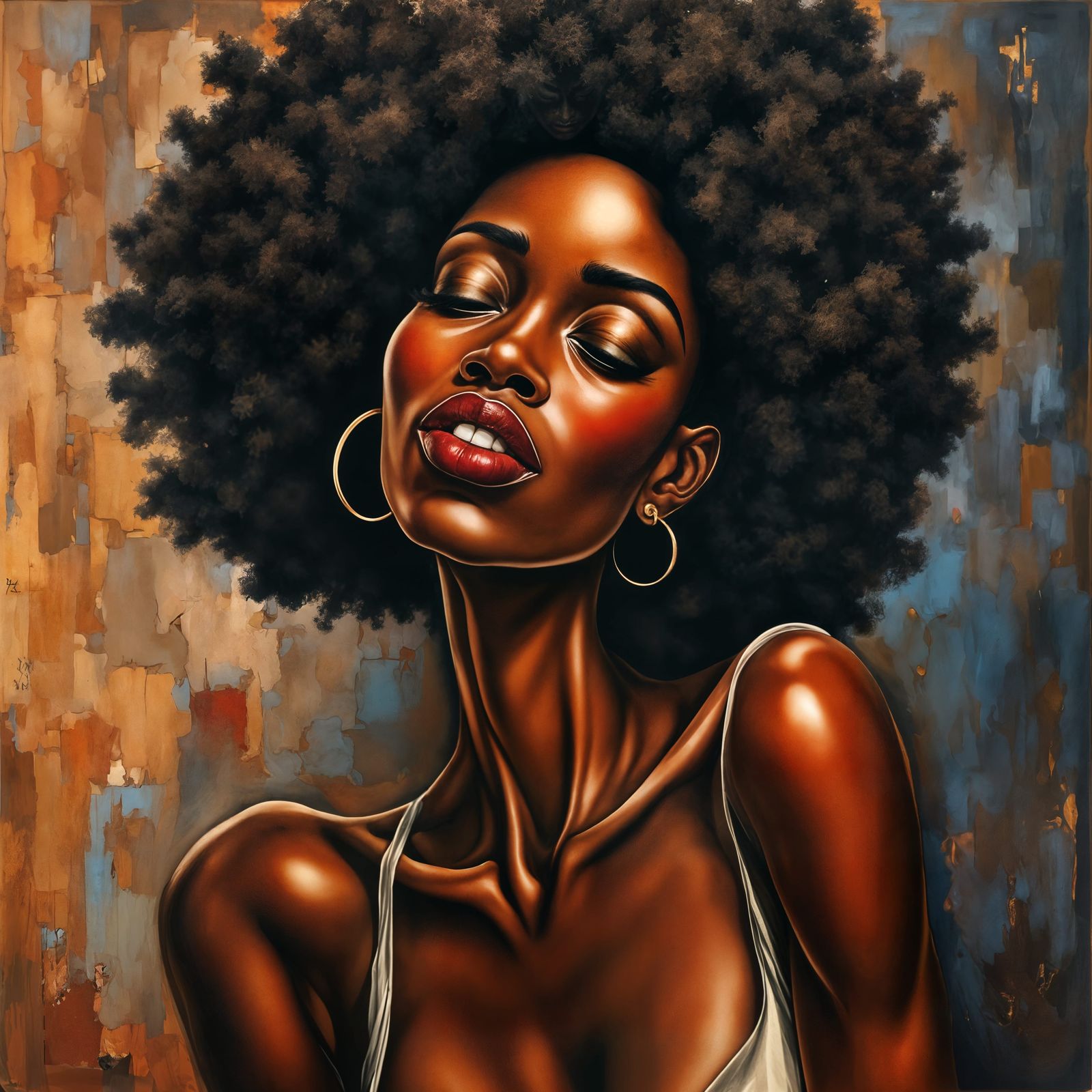 Black Woman Portrait Carved with Light and Shadow