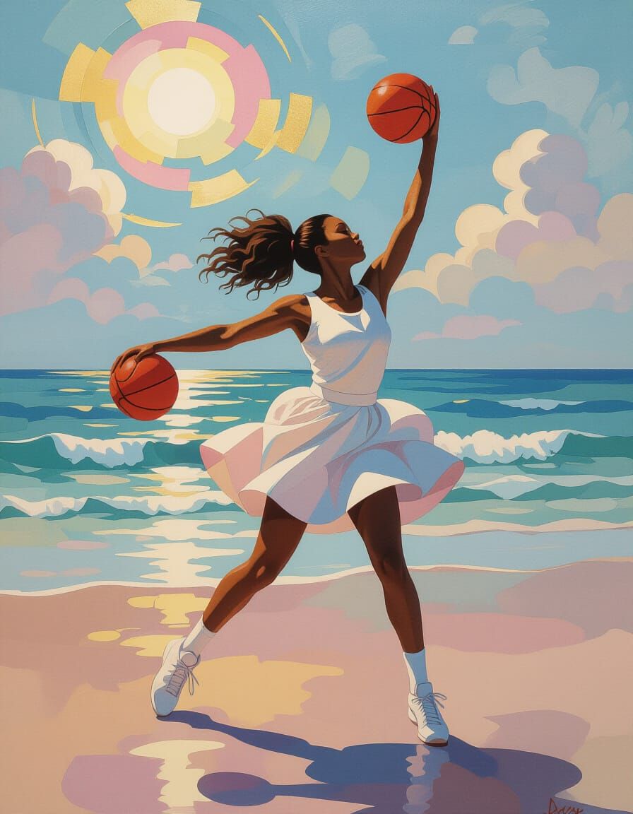Basketball in Impressionist Rococo Metamodern Style