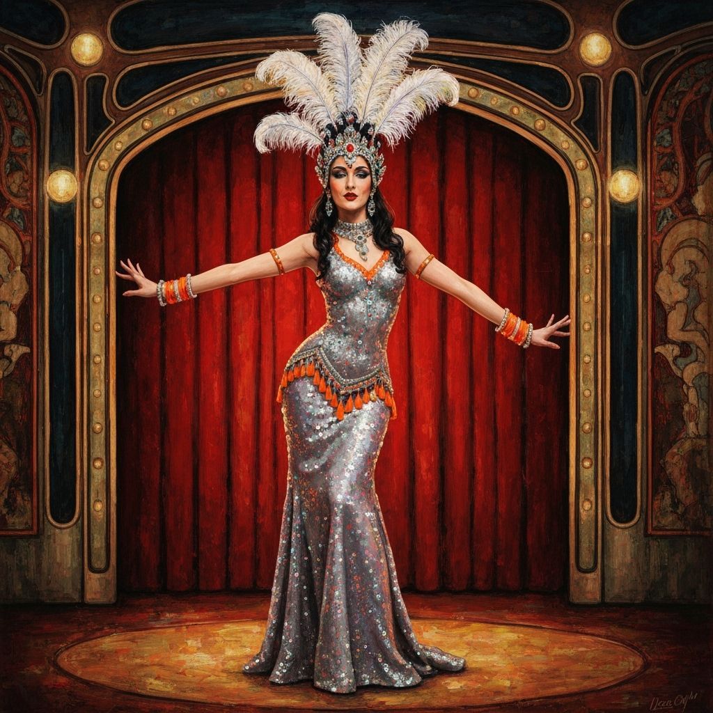 Glamorous South Asian Dancer in Art Nouveau Style