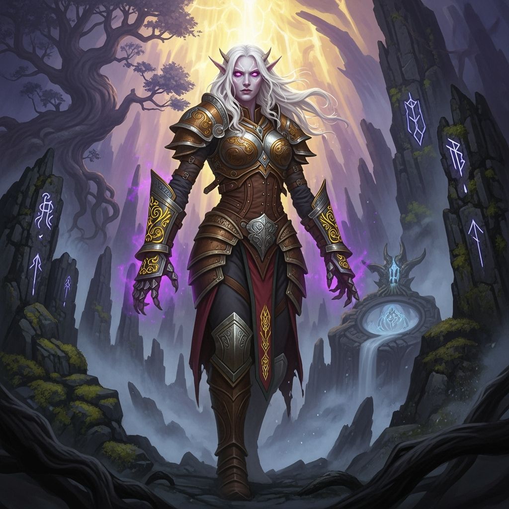 Albino Giantess in Leather Armor: Epic Digital Painting
