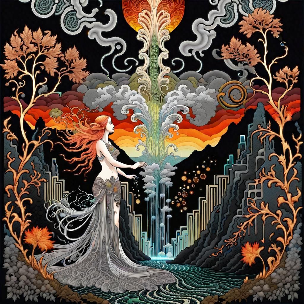 Venus Waterfall: Iridescent Chip-Art Lithograph