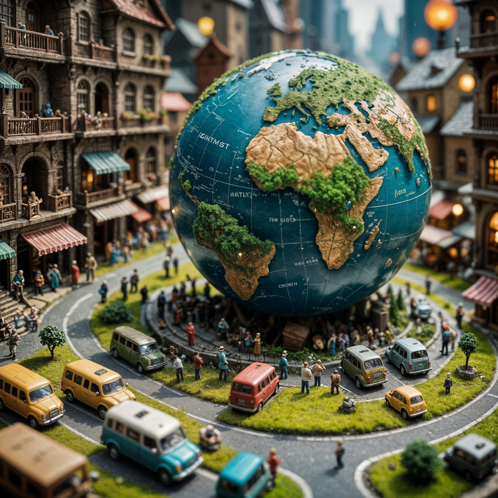 God Contemplates Miniature World with Hyperrealistic Detail