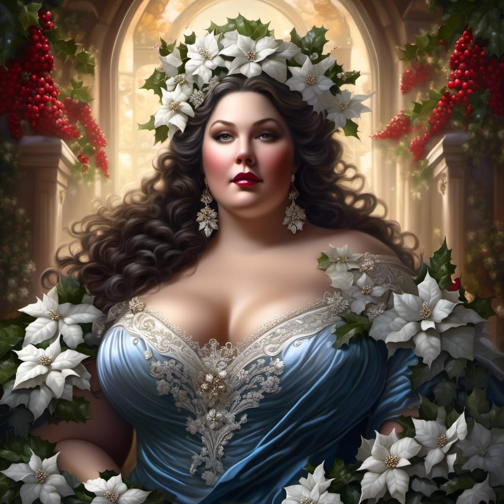 Goddess of Winter Flowers in Rococo Gown