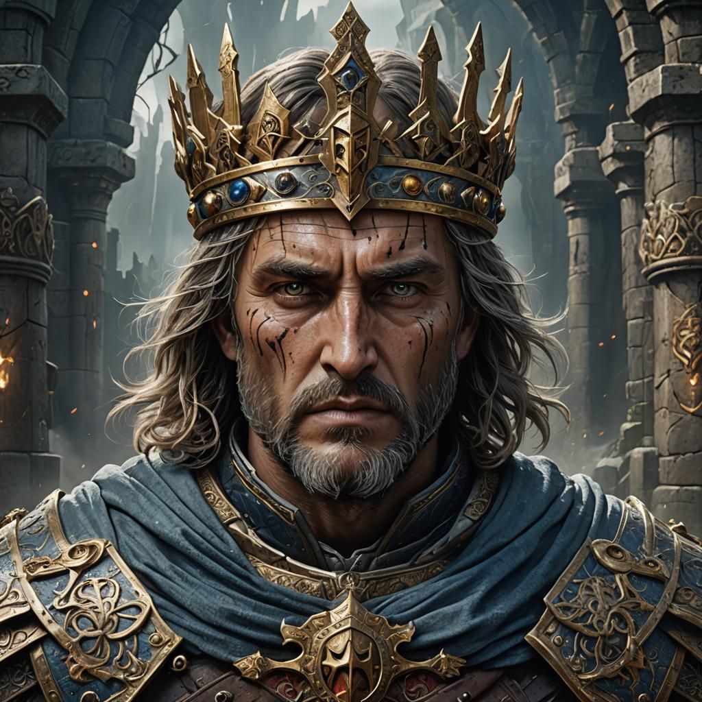 King Arthur Face in Detailed Matte Painting