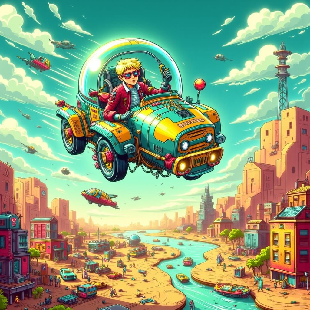 The Jetsons in Cyberpunk Dystopia, Hanna-Barbera Style