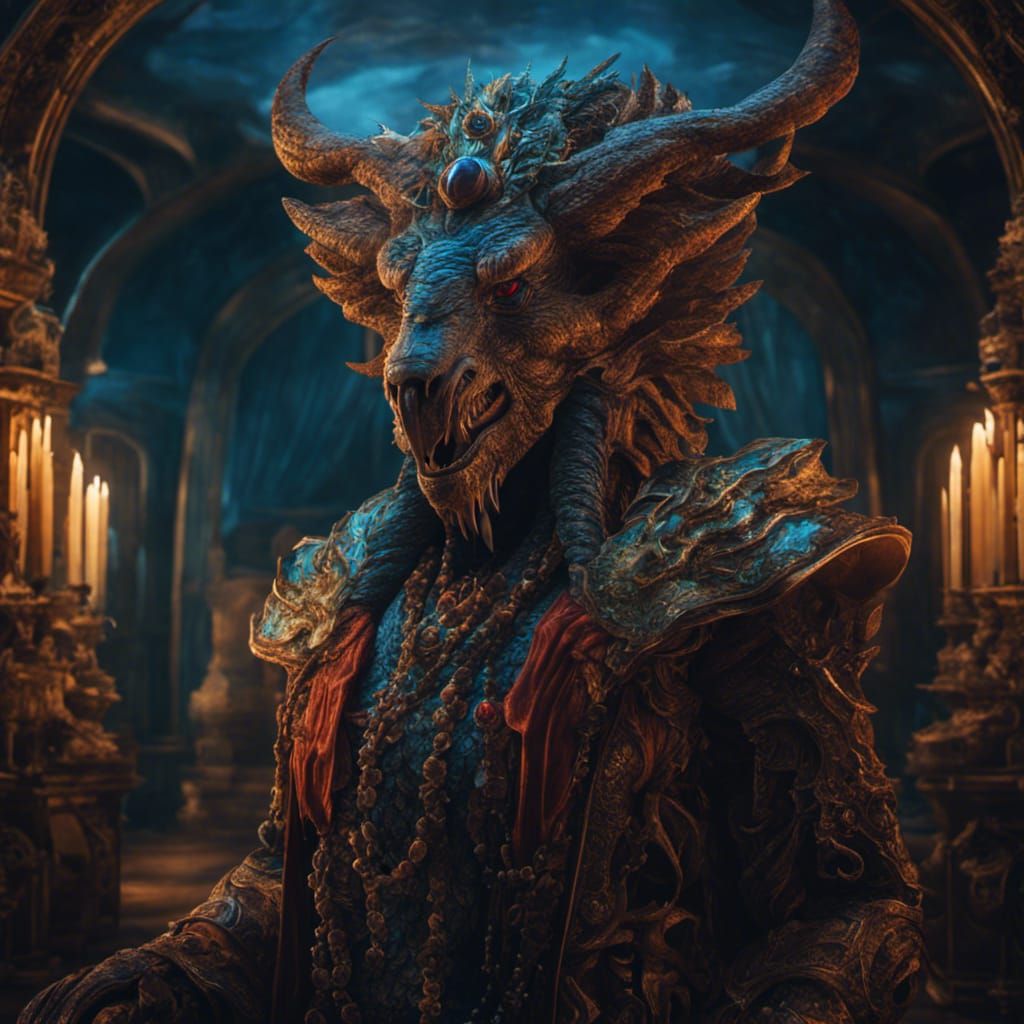 Cryptid Monster Portrait in Mystic Surreal Museum