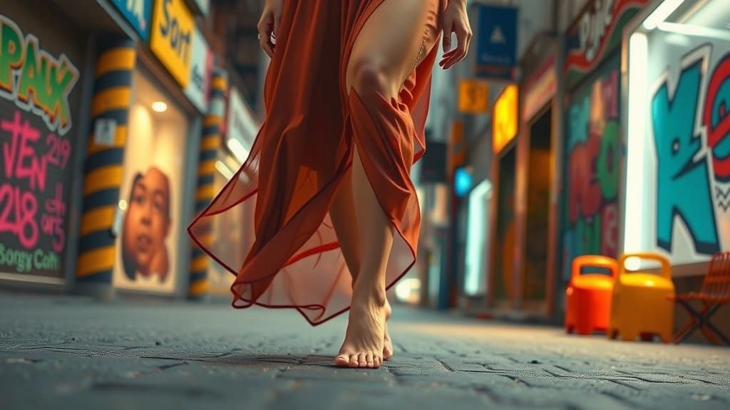 Vibrant City Goddess in Summer Dress