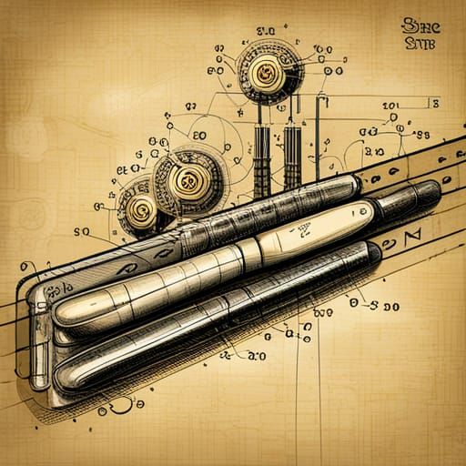 Steampunk Vibrating Toothbrush Blueprint on Aged Paper