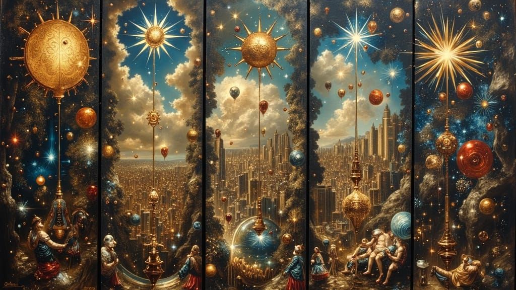 Bosch-Inspired Triptych of American Cultural Decline