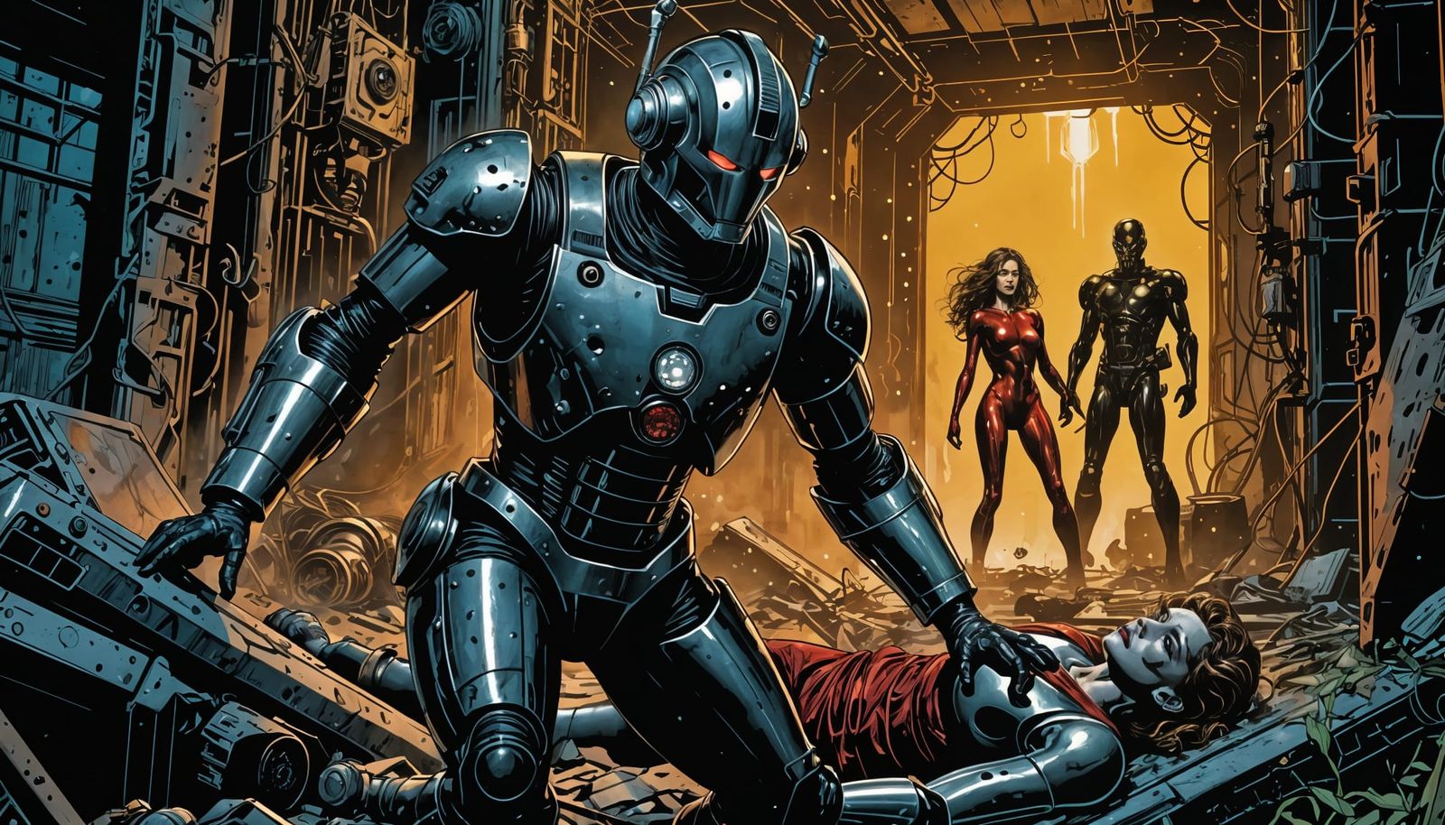 Zoe Heriot Rescues The Doctor in Noir Comic Art