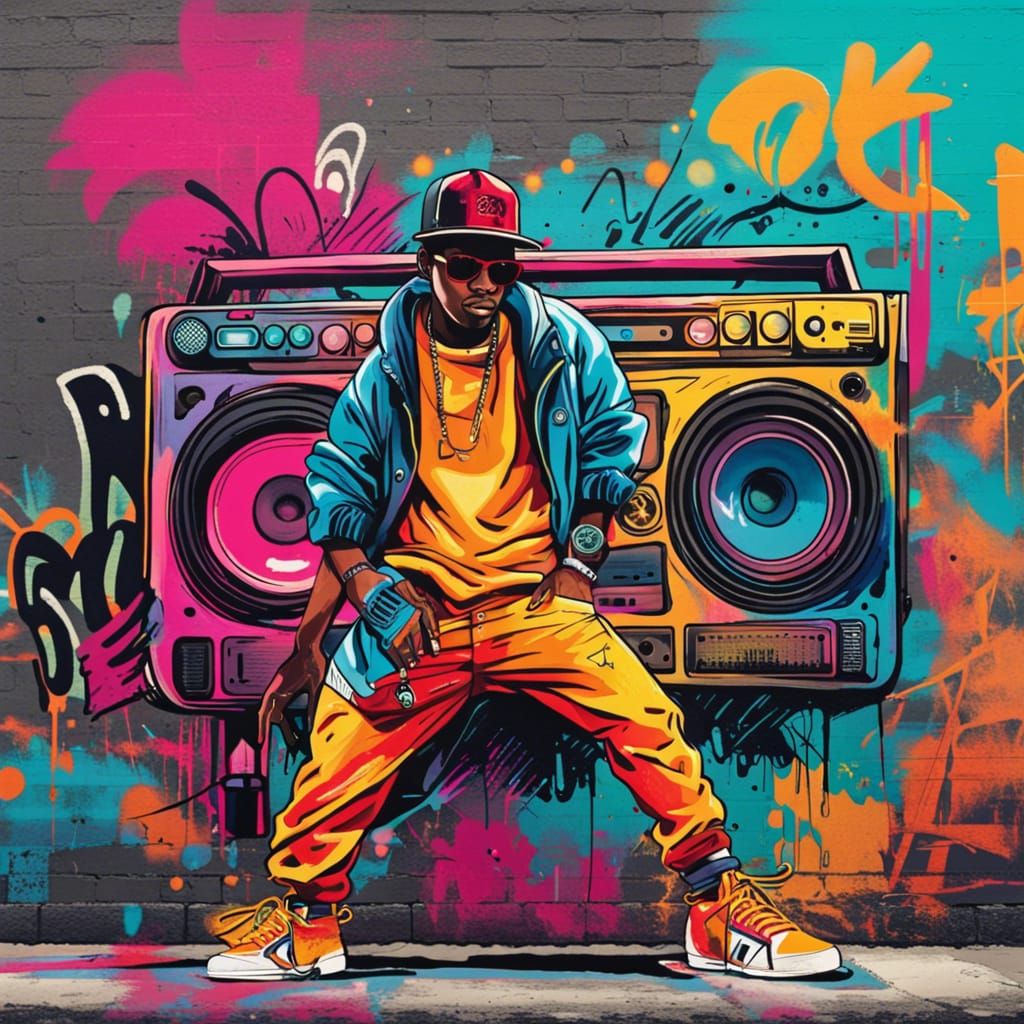 Street Artist Vibe in 80s Hip-Hop Style