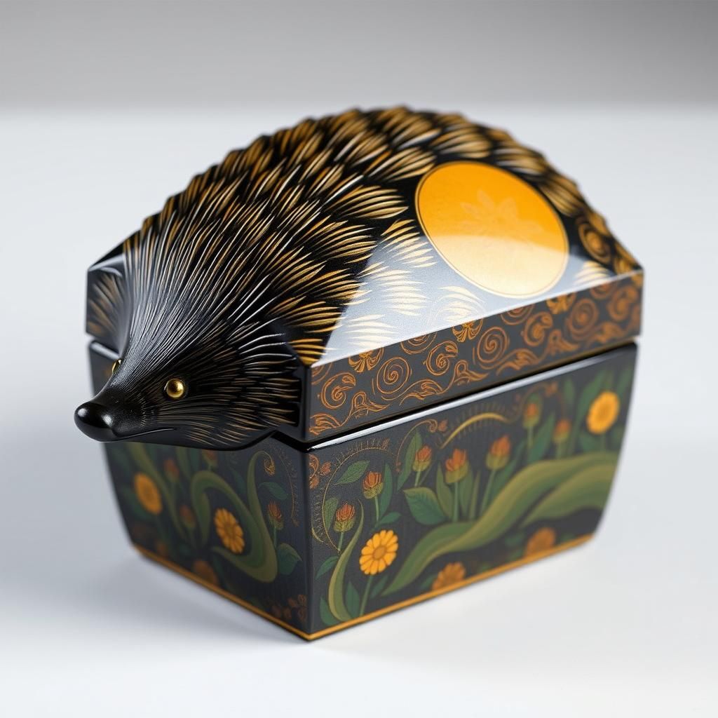 Art Deco Hedgehog Box Inspired by Gustav Klimt