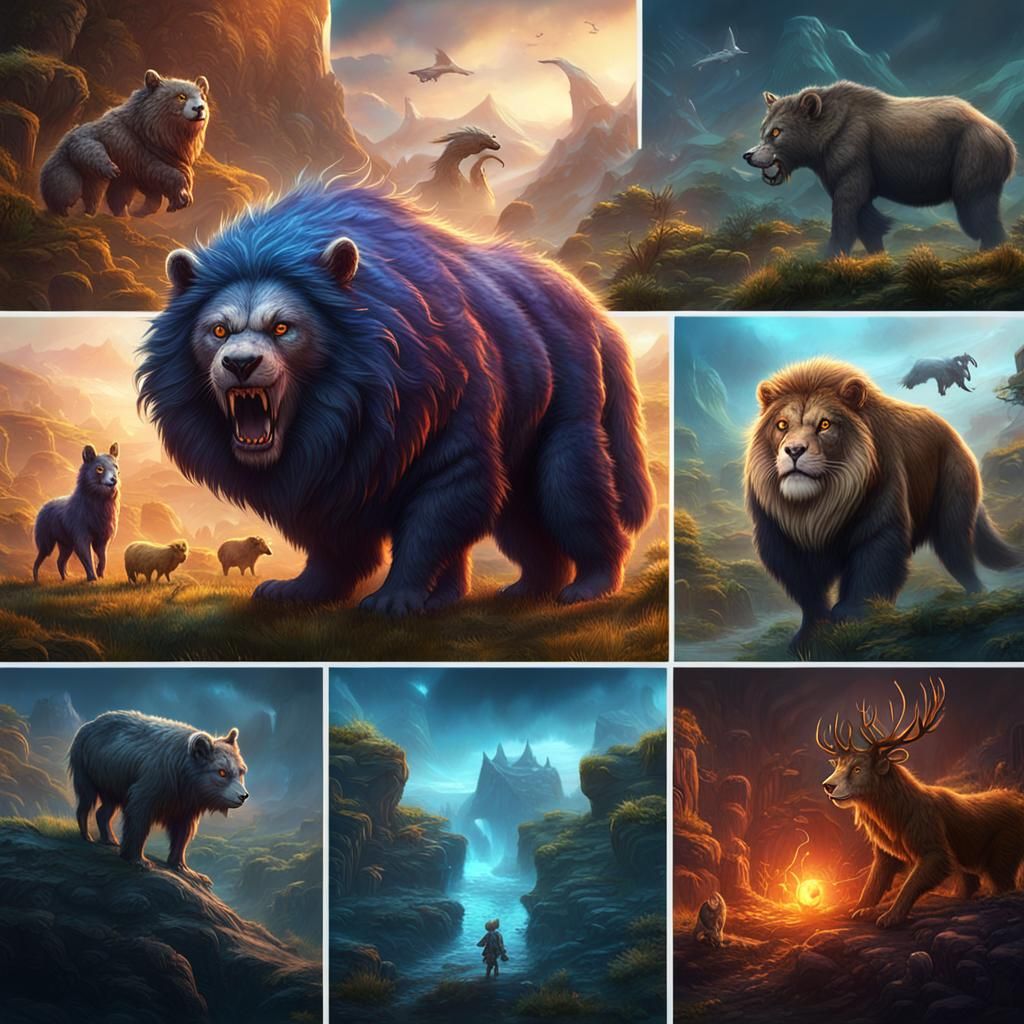 Fluffy vs Scary Animals in Detailed Matte Painting