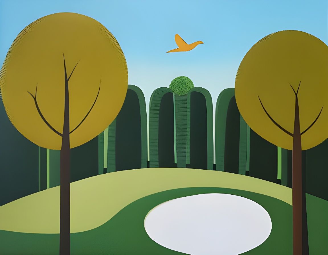 Garden with White Birds Painting