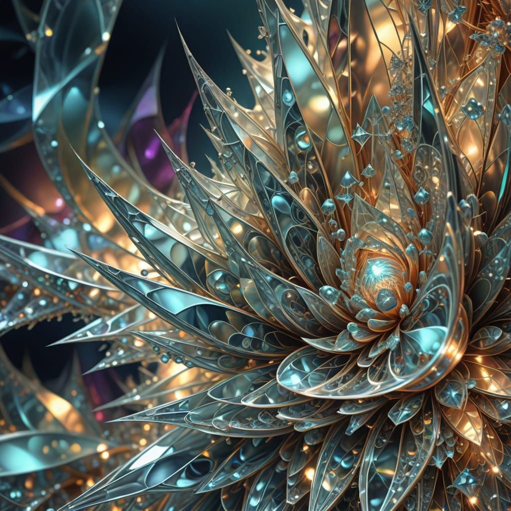 Ethereal Geometric Fractals in Digital Painting Style
