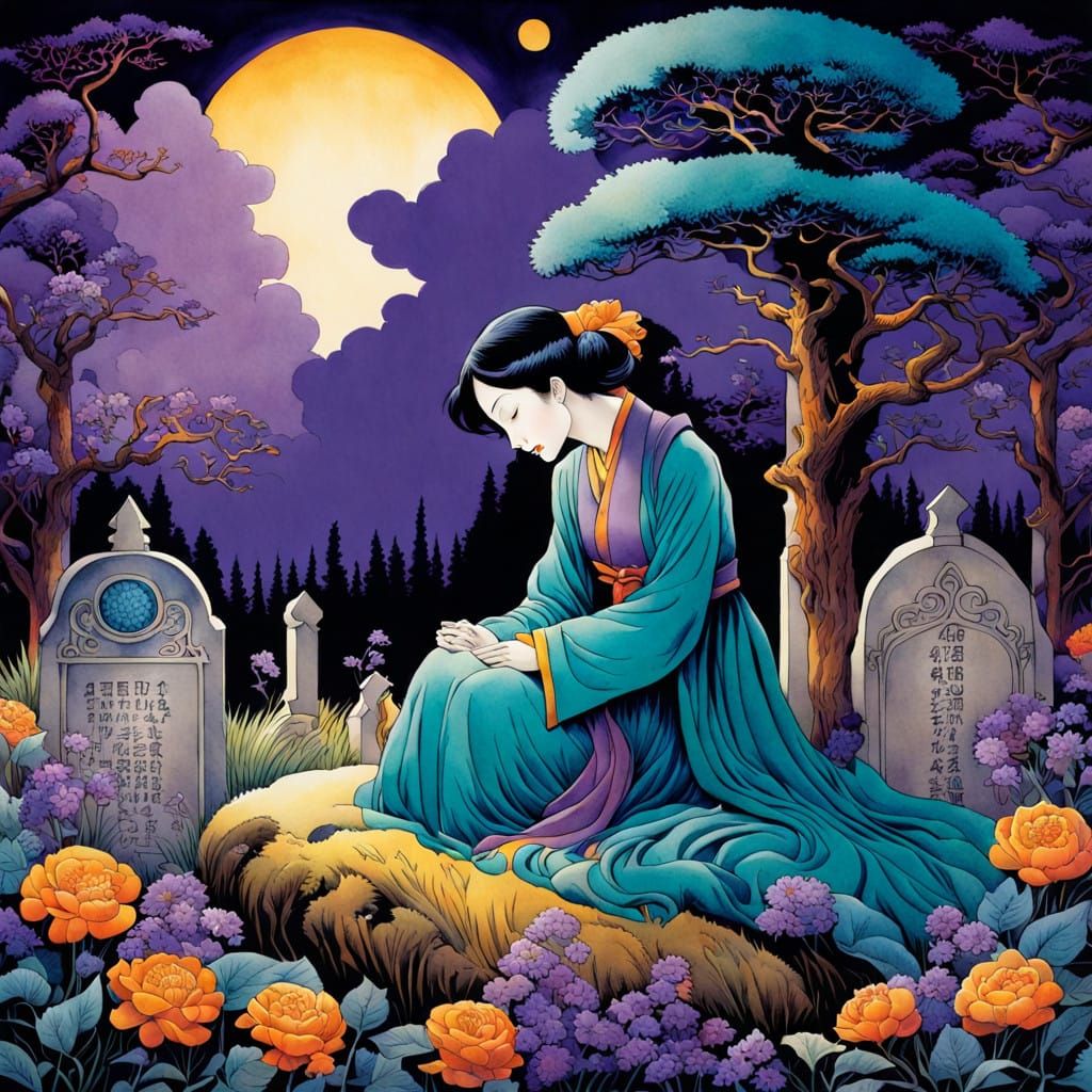 Watercolor Storybook Romance Kissed on a Grave