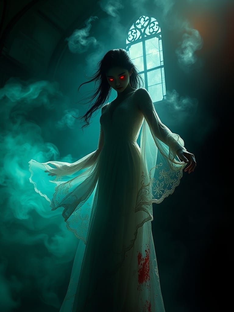 Ethereal Shadow Woman Descends into Decadent Victorian Shado...