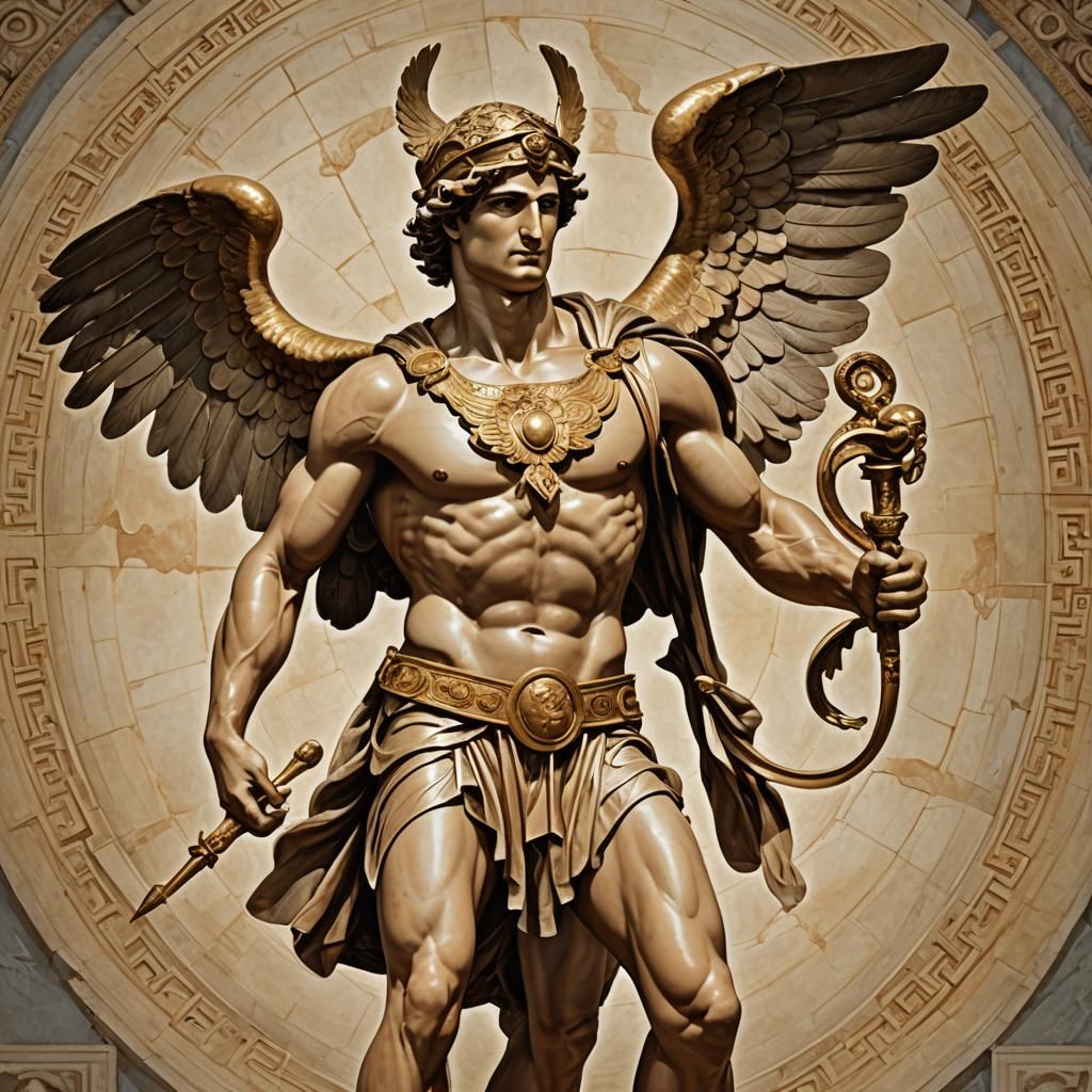 Ultra Realistic Hermes Digital Painting in Golden Ratio