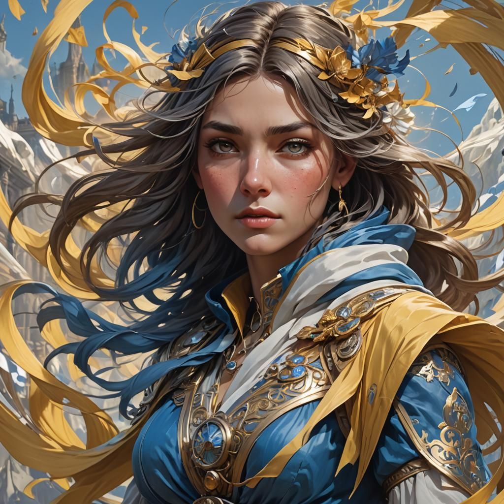 Winds Clash in Colorful Hyperdetailed Portrait