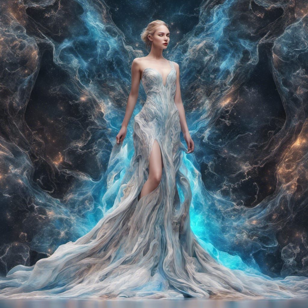 Marble and Ice Dress in Cosmic Style