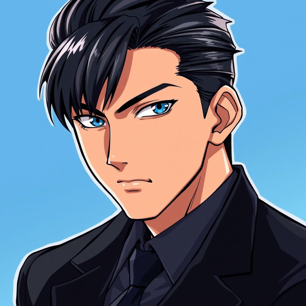 Maruo Nakano in Anime Style Black Suit