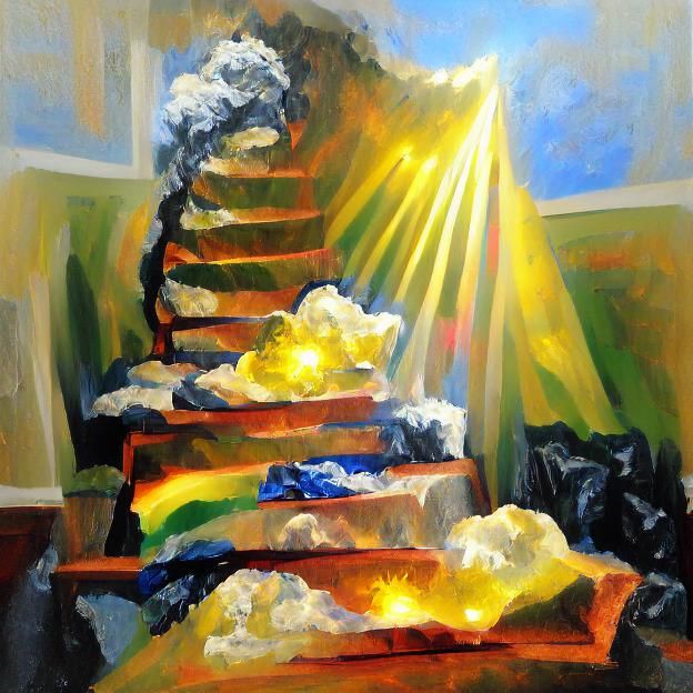 Stairway Ascending into Heavenly Clouds