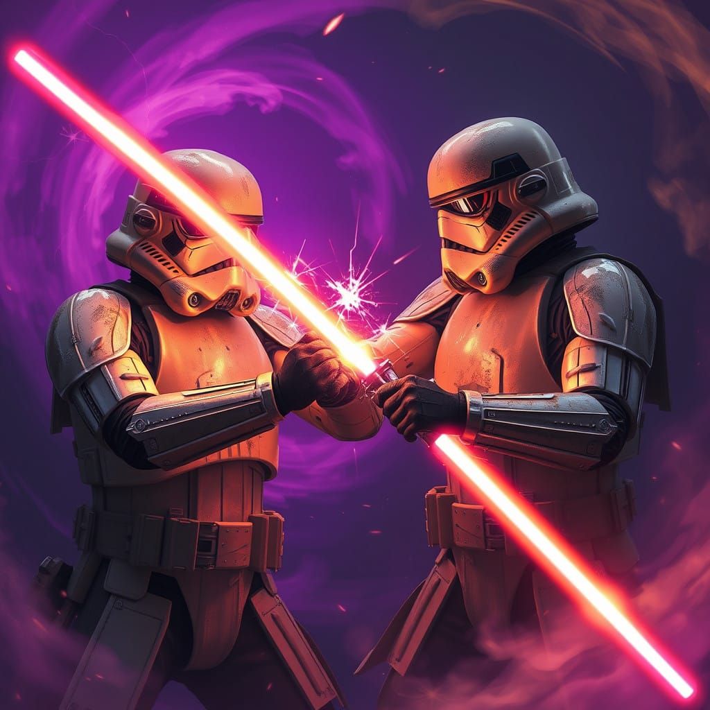 Stormtroopers Engage in Epic Lightsaber Duel