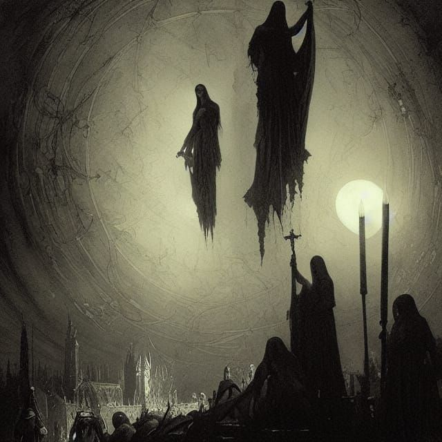 Eerie Hanging of Salem Witches at Night