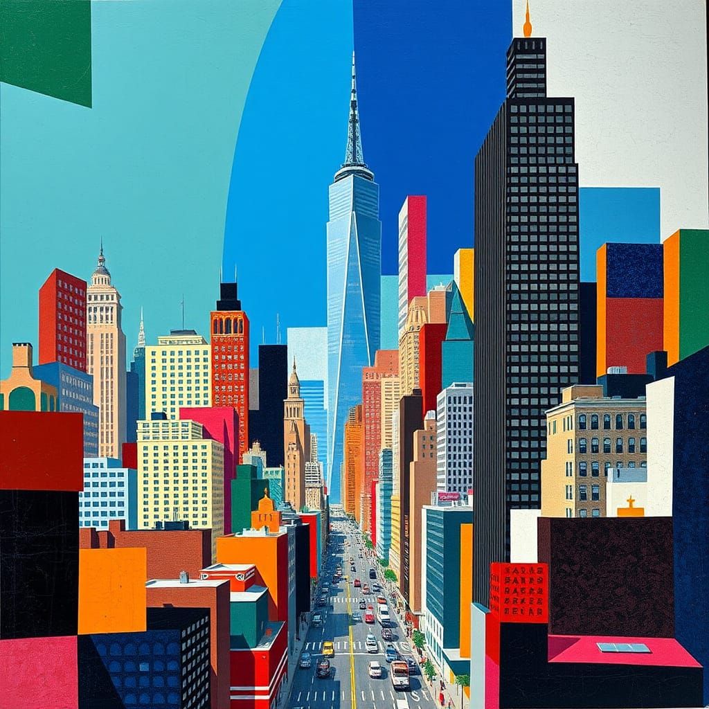 Abstract Cubist Cityscape of New York