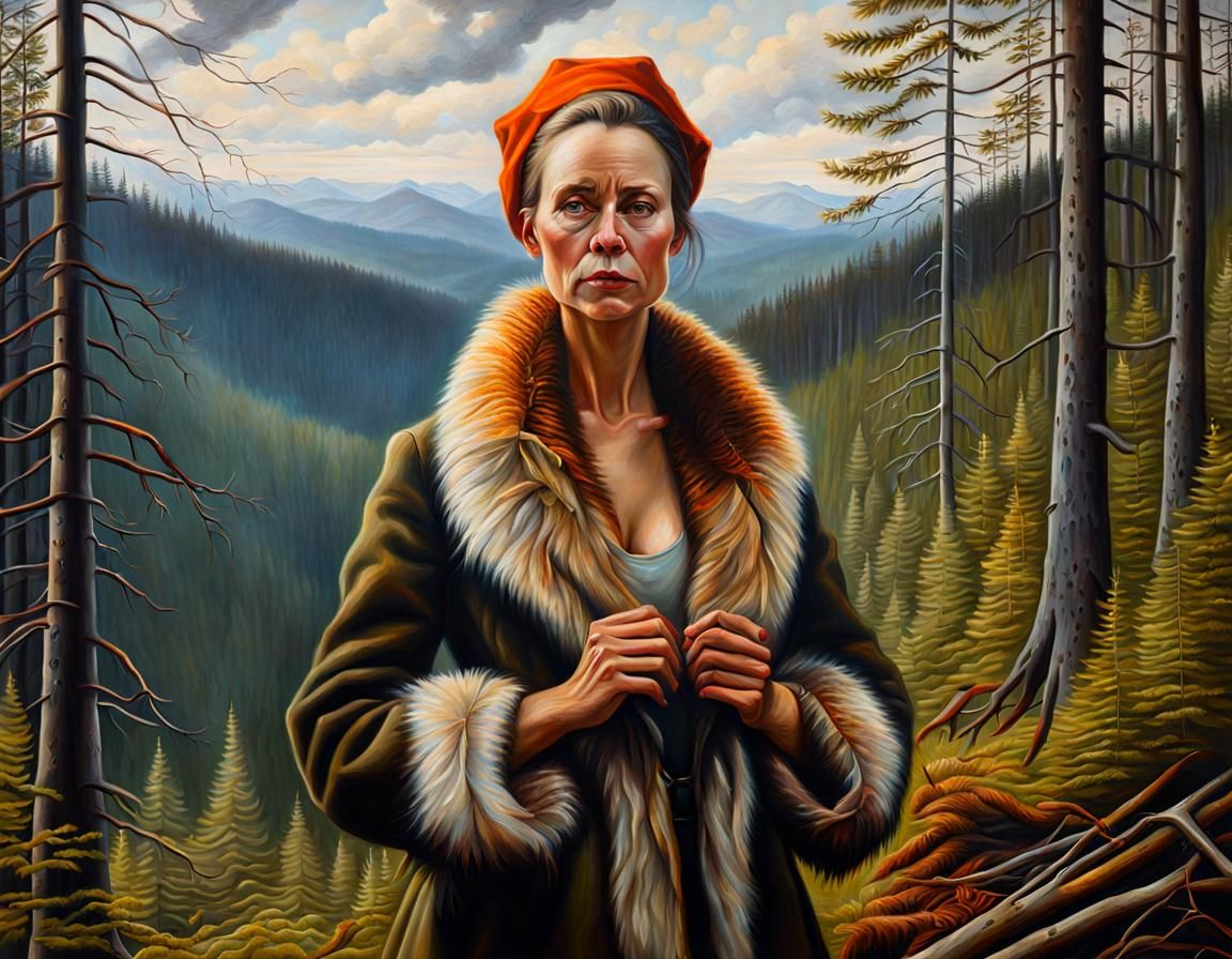 Historical Oil Painting: Woman and the Invention of Fire