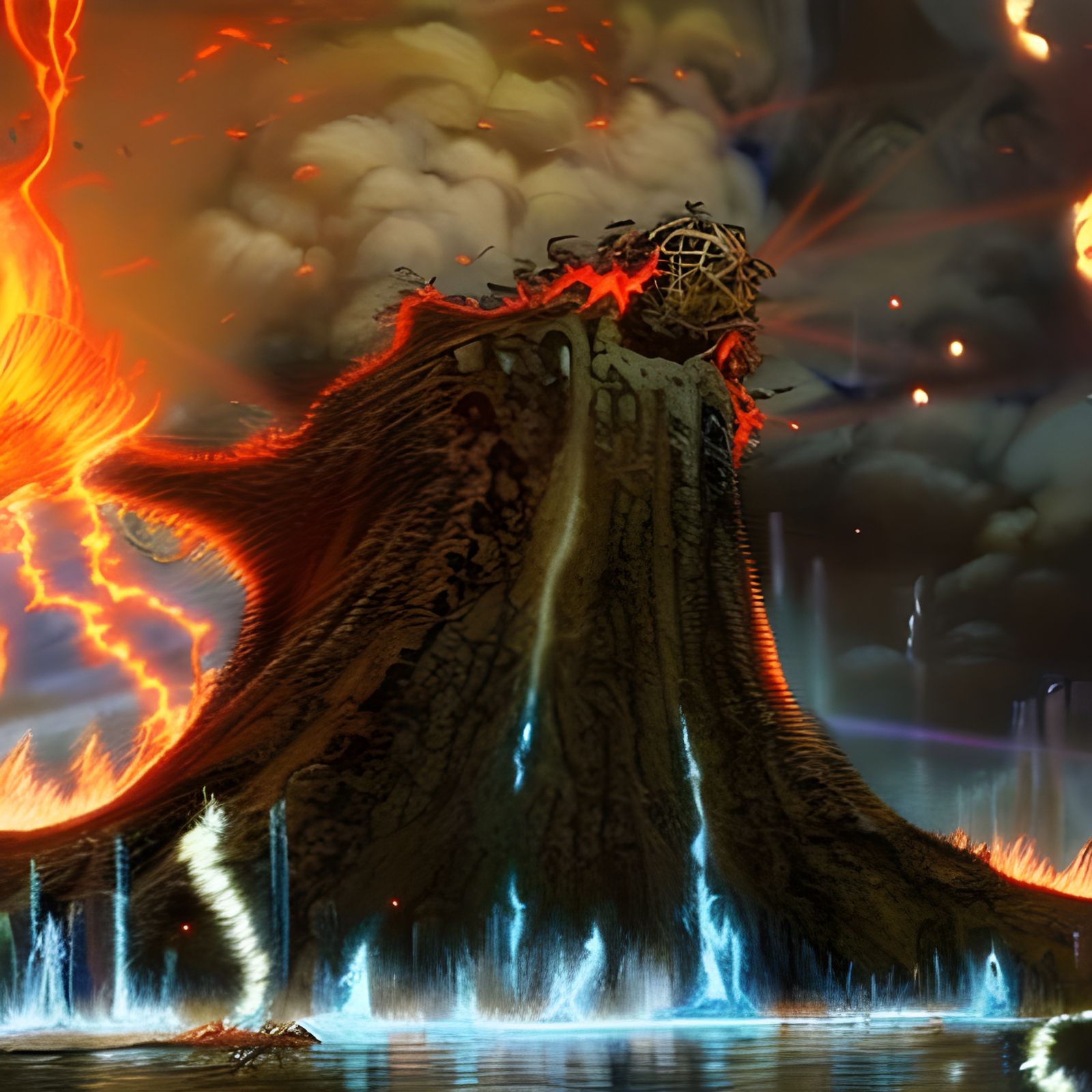 Futuristic Indiana Jones Scene with Nuclear Explosion