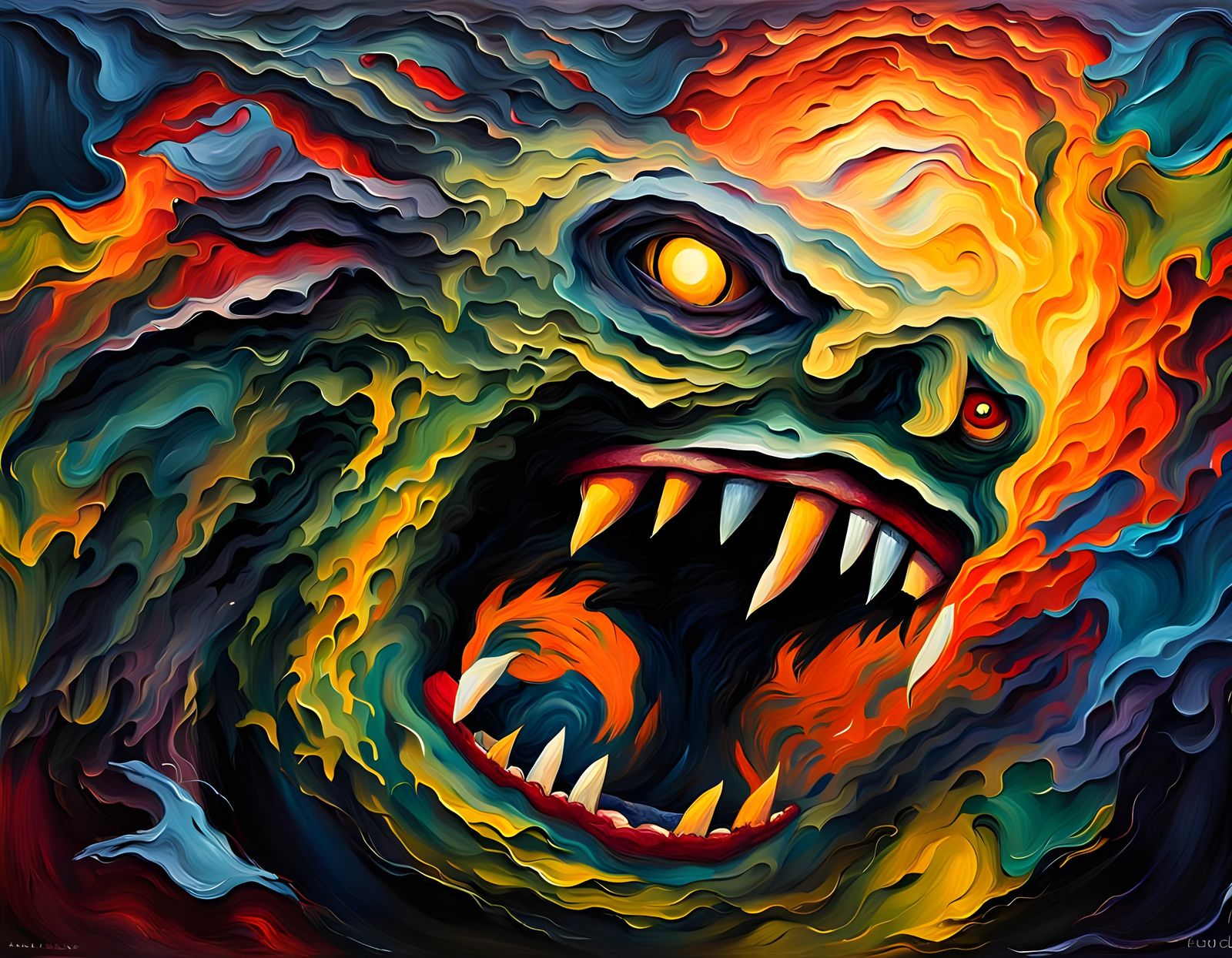 Monstrous Creature in Fiery Agony