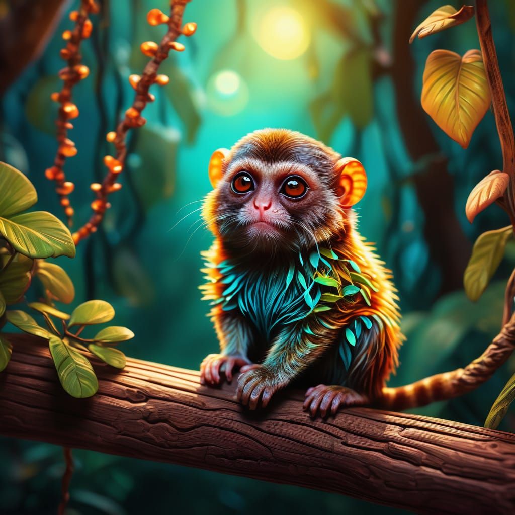 Adorable Pygmy Marmoset in Enchanted Forest