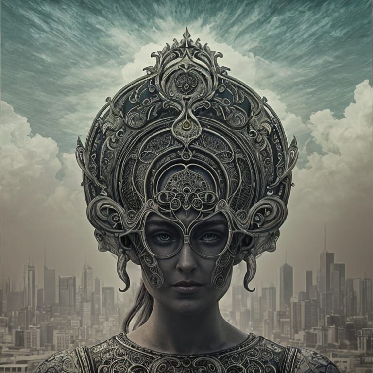 Surreal Rococo Cyberpunk Armchair with Abstract Texture