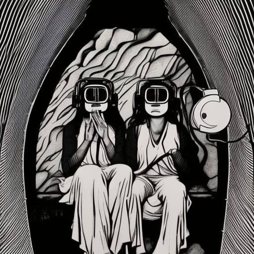 VR Meditation: A Black and White Linocut