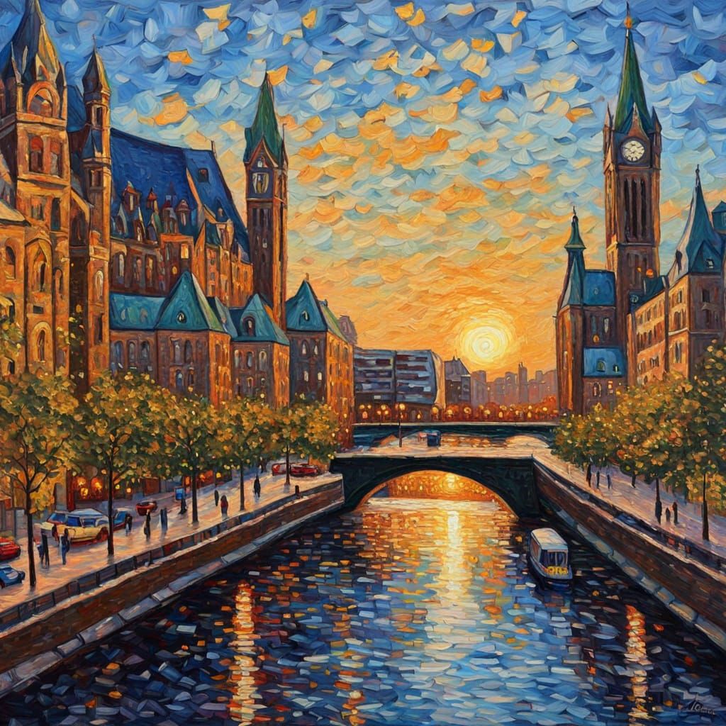 Ottawa Cityscape in Neo-Impressionist Style