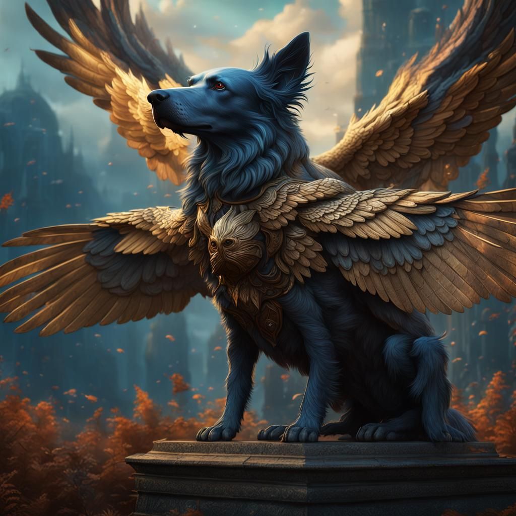 Dog-Bird Hybrid: Fantastical Concept Art in 8k