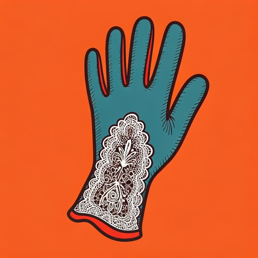 Colorful Glove with White Lace Detail