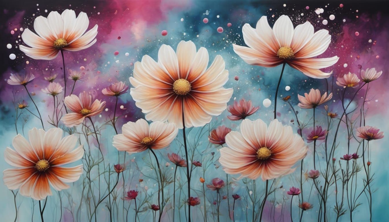 Surreal Floral Powder Cosmos Abstract Art