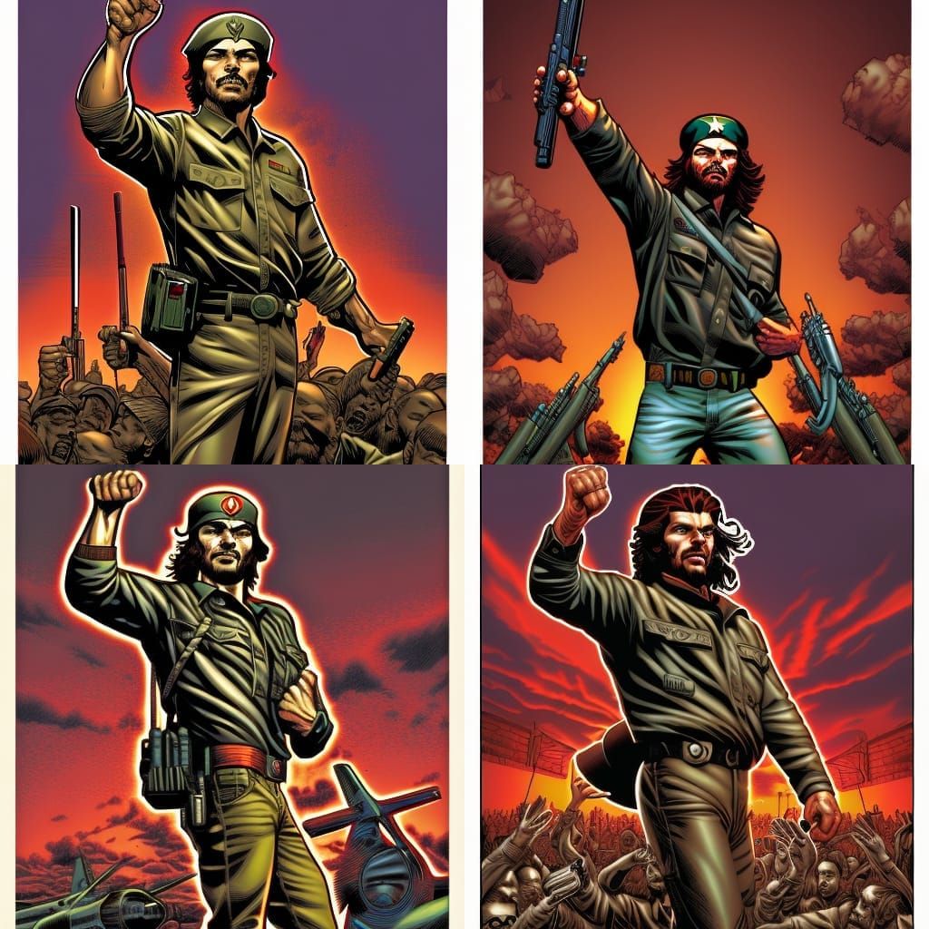 Che Guevara Portrait in Comic Book Art Style