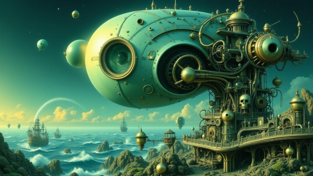 Steampunk Pirate Ship in Epic Sky