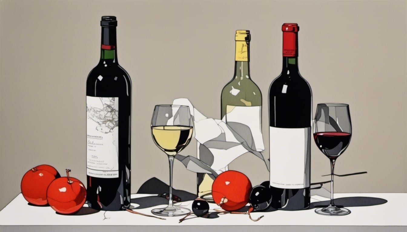 Wine Bottles and Glasses Still Life