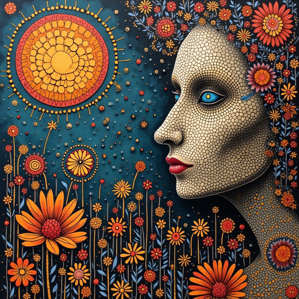 Gothic Surreal Collage with Zentangle Patterns