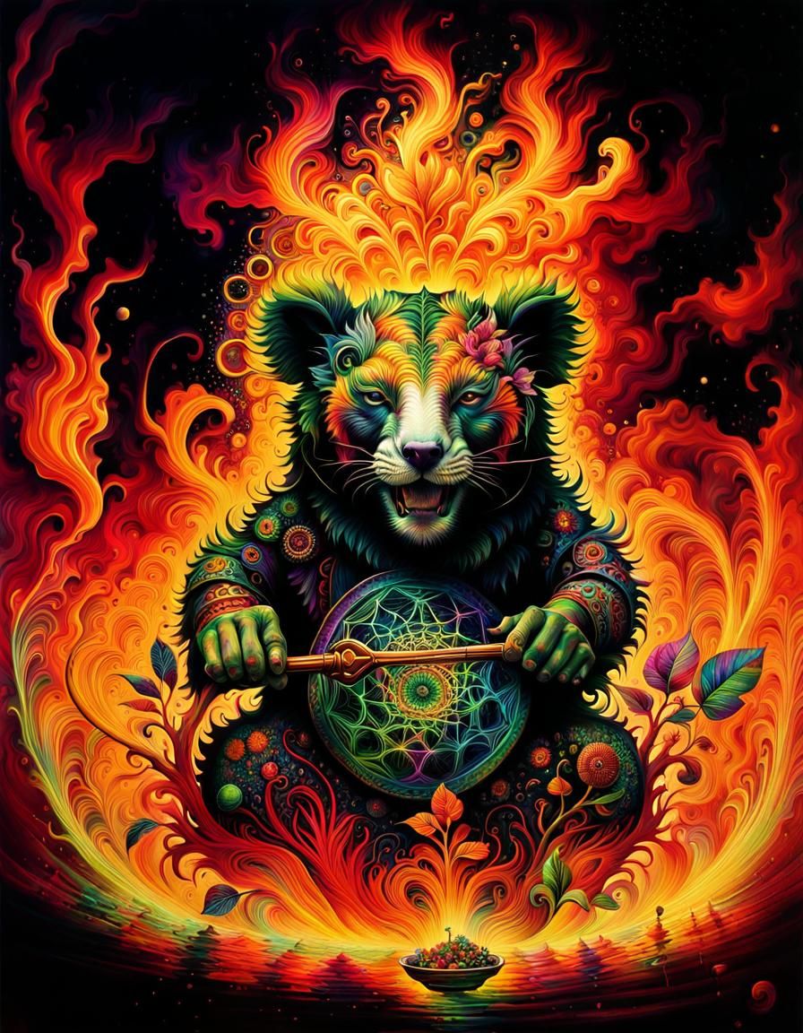 Psychedelic Botanical Dreamscape with DMT Fractals