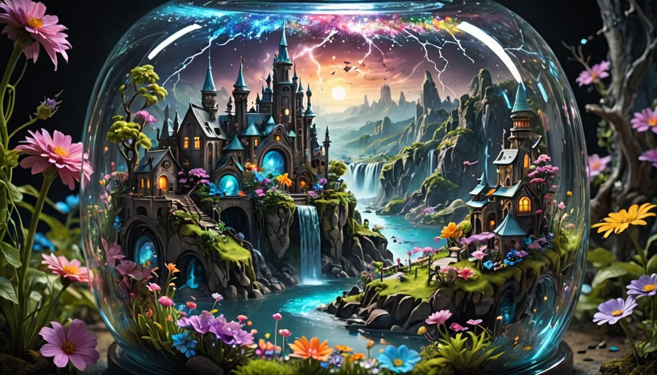 Fantasy World in a Jar: Bioluminescent Cityscape