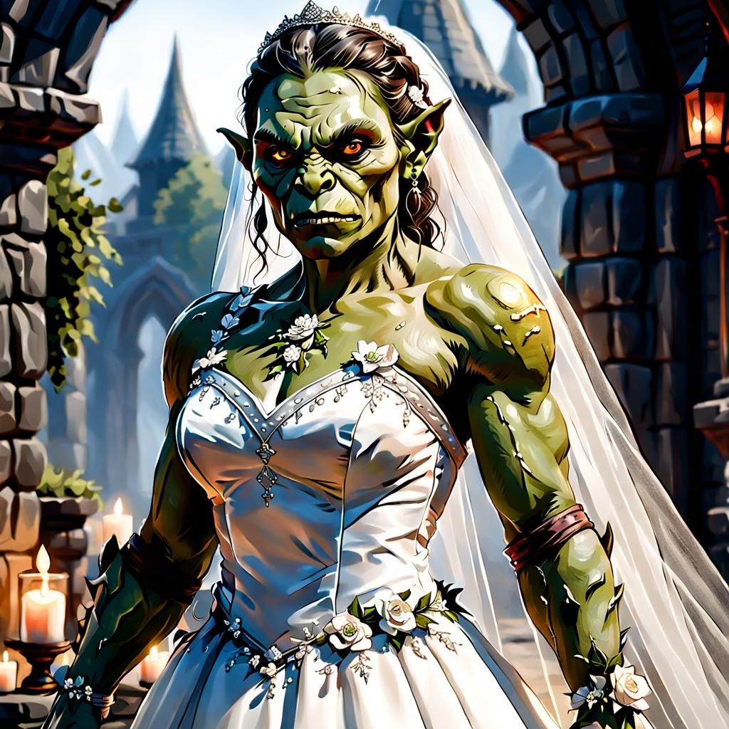 Female Orc in Bridal Gown