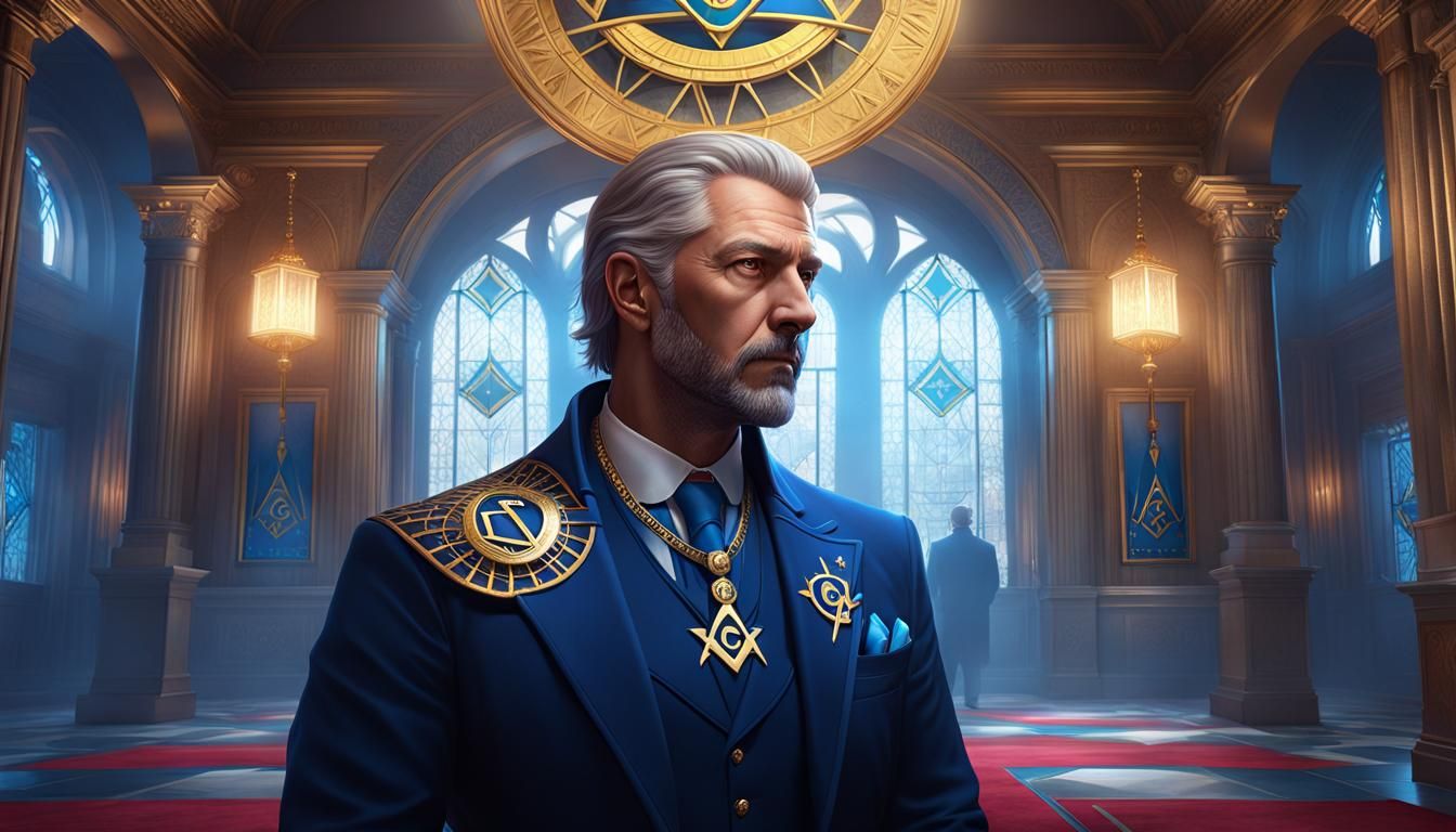 Mysterious Freemason Portrait in Hyperrealistic Style