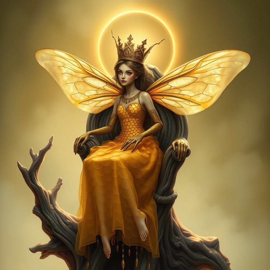 Regal Queen Bee in Whimsical Fantasy Gown