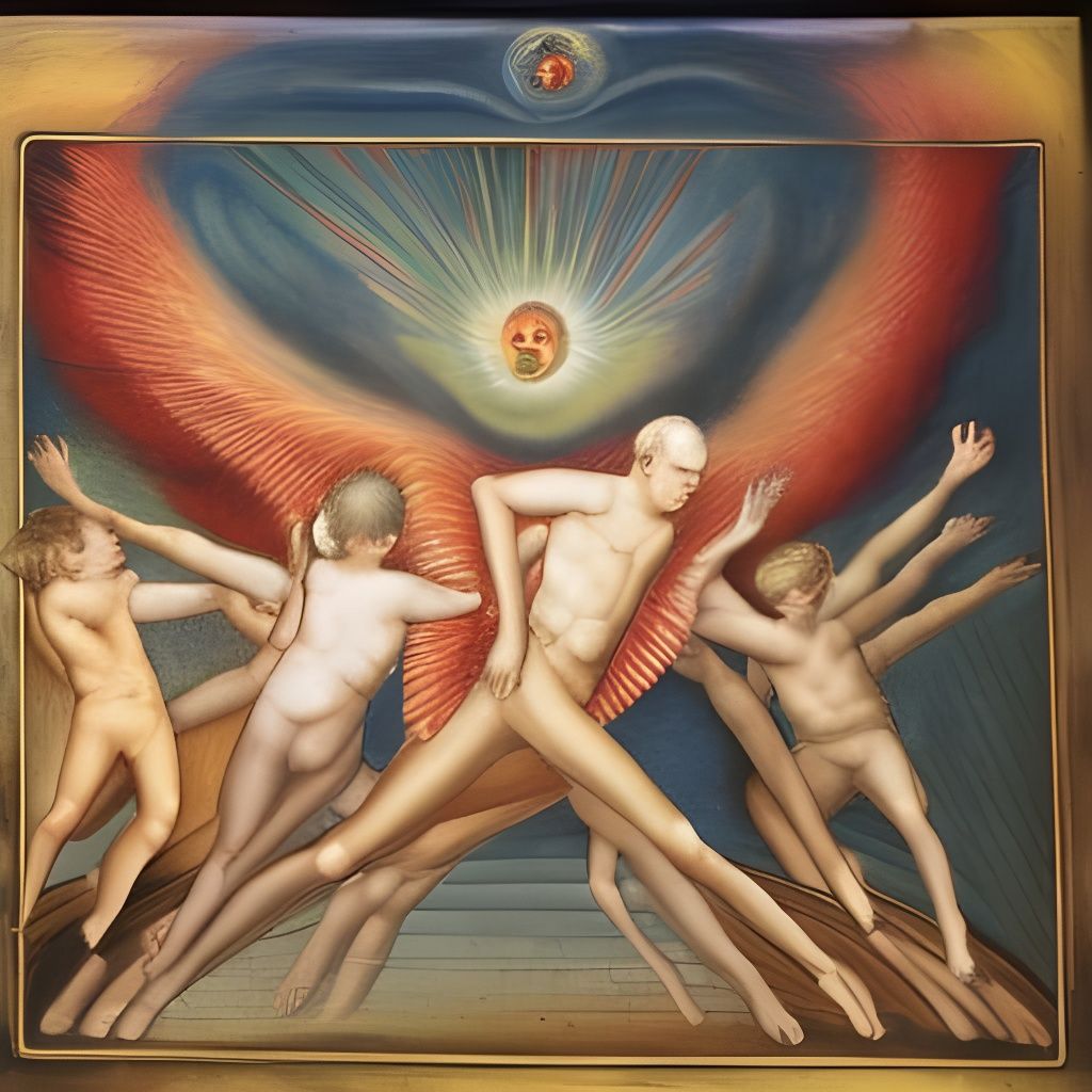 Women and Dragon in Fiery Religious Scene